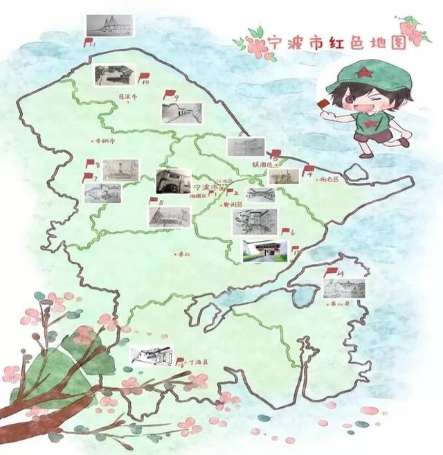 宁波这份手绘地图!里面的景点你都去过吗?