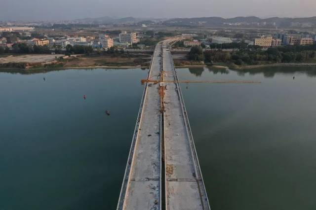 园洲龙江东江大桥,春节前最新建设进度.