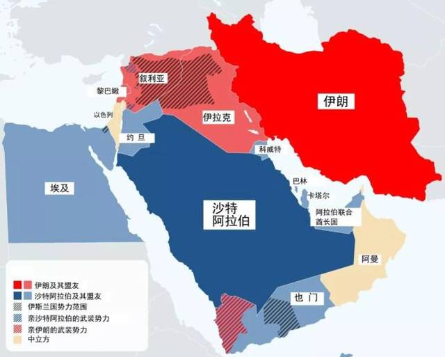 伊朗和沙特盟友势力范围地图 图片来源:red24