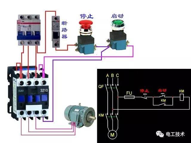 接触器自锁电路图还有很多元件,比如热继电器,熔断器,指示灯等等