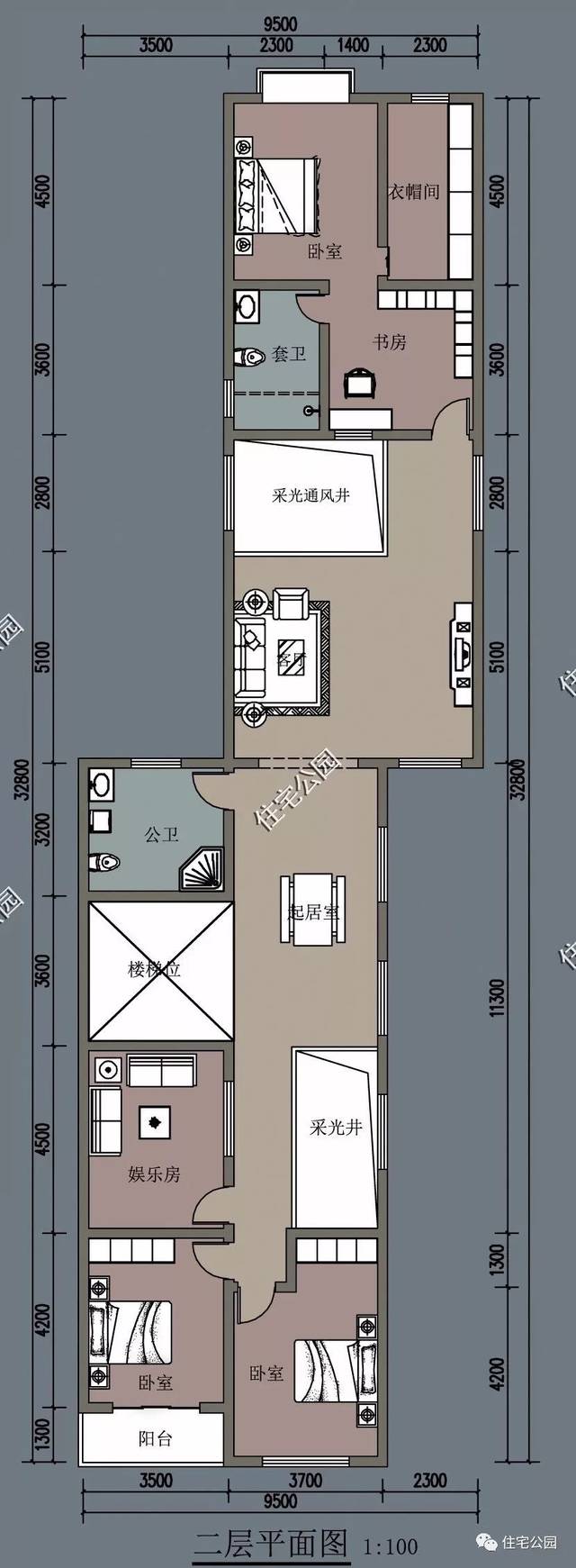 9x32米狭长宅地且东西有邻,如何改造加建一层变二层?