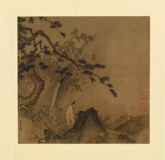 宋-马麟-长松山水图页-绢本设色-25.1×26cm-大都会博物馆