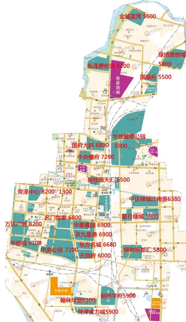 一张图读懂菏泽城区楼市价格表,最新的楼市地图来了.