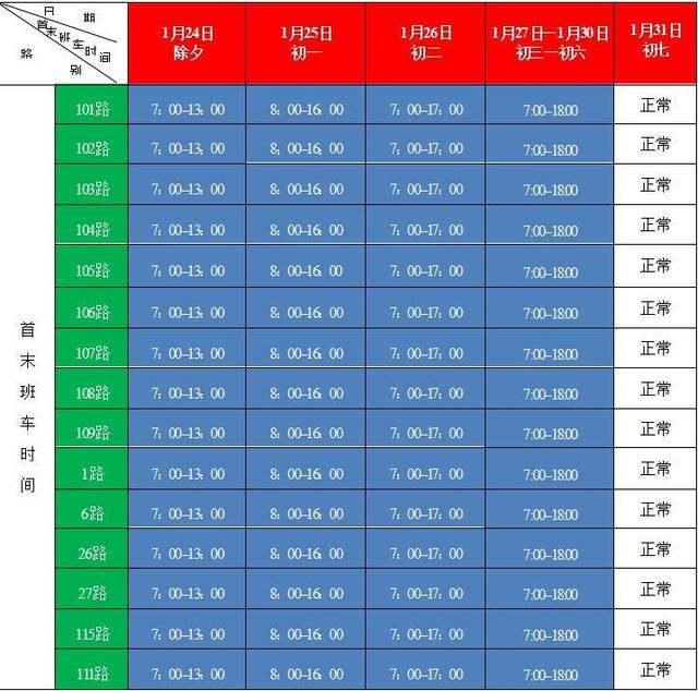 齐齐哈尔人 春节公交车时间表来啦~快收藏!