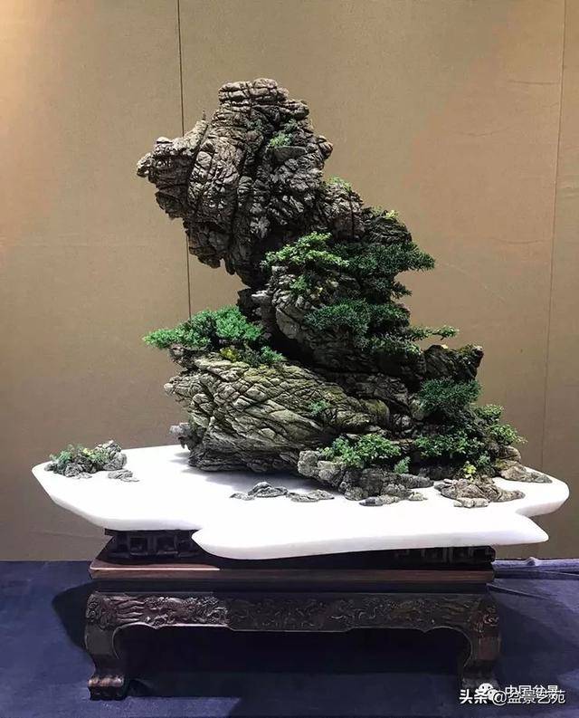 田一卫山水盆景《回崖沓嶂凌苍苍》(米叶冬青,龟纹石)