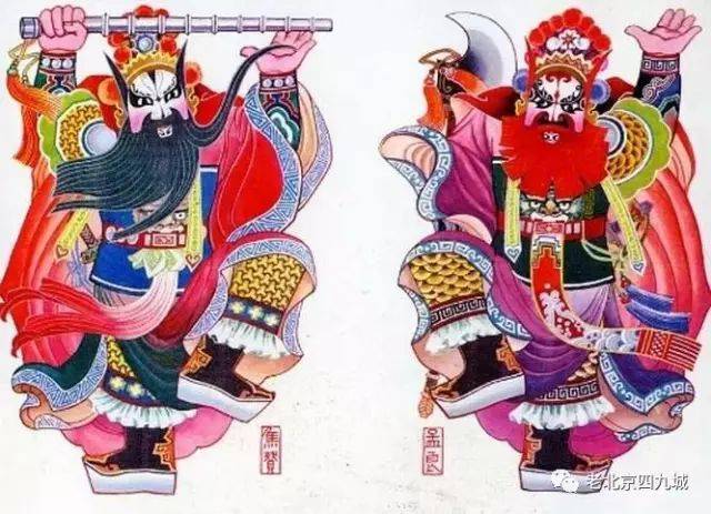 不但各个历史时期作为门神的人物不同,地区之间也有许多差异,尤其是