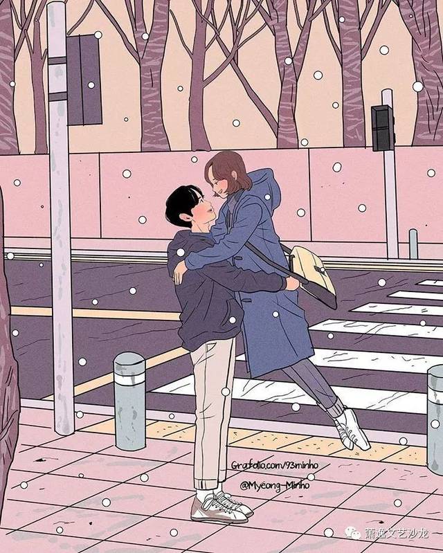 一个韩国插画师画出的一对小情侣的恋爱日常,这狗粮分量有点过分了啊!