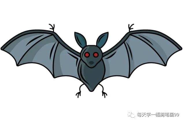 每天学一幅简笔画--恐怖的红眼蝙蝠简笔画画法步骤图片