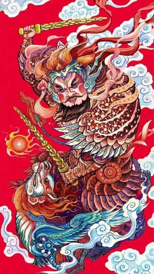 【砚外之艺】 9幅中国门神高清年画,设为手机壁纸辟邪驱魔