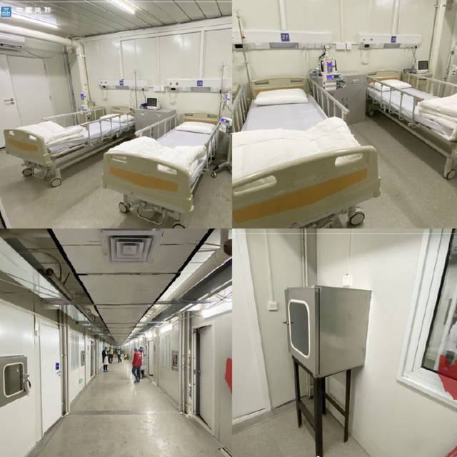 △火神山医院内部,每个病房按照2人间设计,约18平方米,均配备了供氧