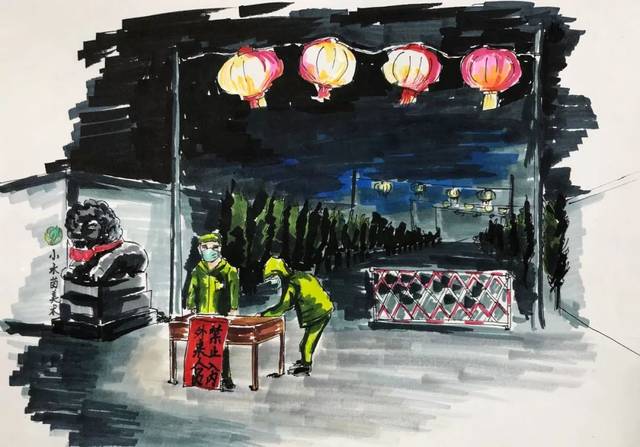原创手绘,记录龙口战"疫"进程,致敬防控一线工作者