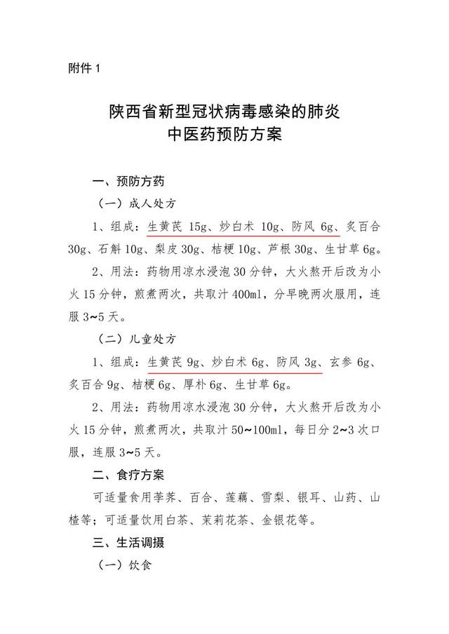 6《陕西省新型冠状病毒感染的肺炎中医药预防方案》推荐成人及儿童