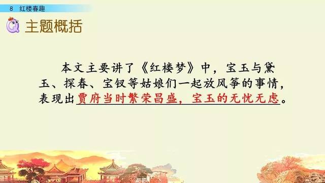 寒假预习|部编版五年级下册第8课《红楼春趣》知识点 图文讲解
