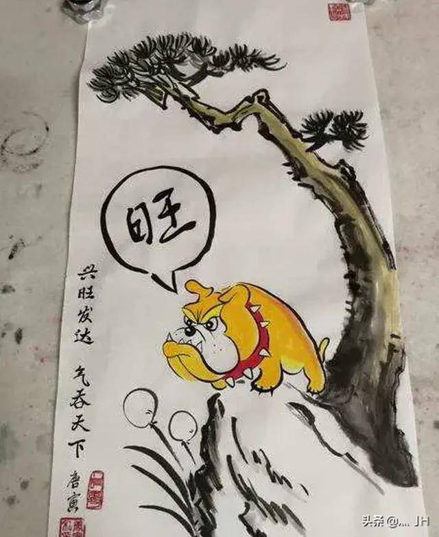 (《武松打虎》二) (《百鸟朝凤图》明唐伯虎) (《虾》齐白石)
