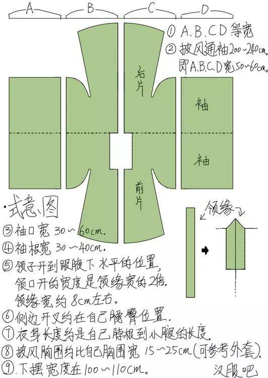 汉服制作 | 汉服披风裁剪图及制作教程