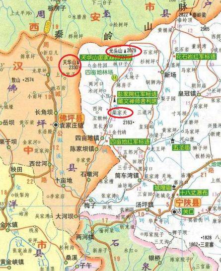 高迎祥沿子午道进兵路线:洋县龙亭一一金水一一三河关(大河坝)一一