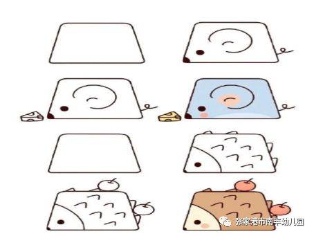 家长可以提供印有梯形的纸,让幼儿进行想象添画,把梯形变成生活中的