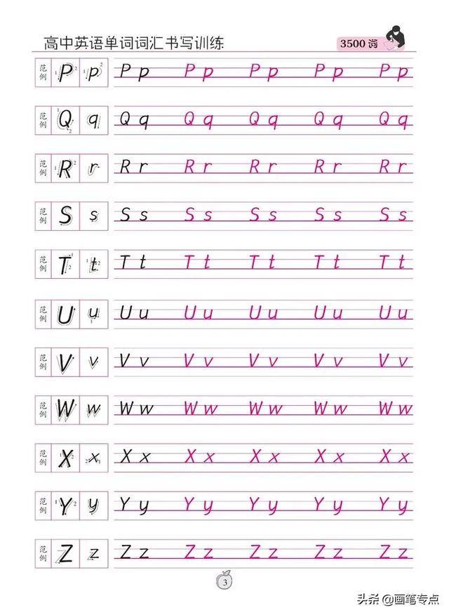 写好字,考试成功一半,练字一下衡水体26个英文字母写法