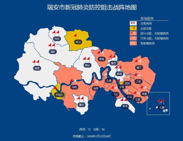 2020年2月12日0-24时,瑞安市报告  新增新冠肺炎确诊病例  1例.