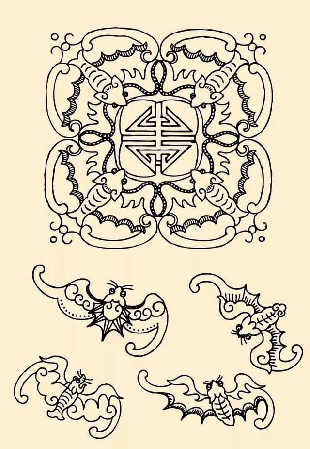 蝙蝠形象在吉祥装饰纹样中 几乎无处不在 古代中国人对蝙蝠有一种敬畏