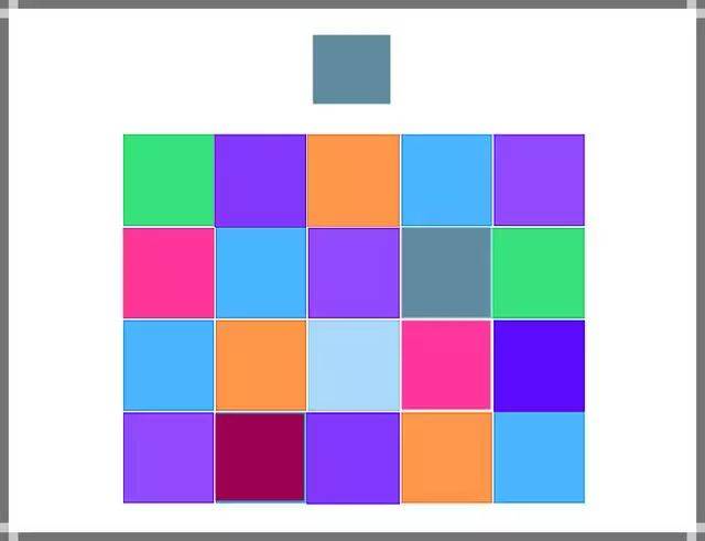 1,这是考验你的颜色分辨能力的图形,请找出与目标色块一样的方块,色盲