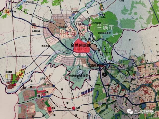 金兰创新城规划图  不知道大家有没有注意到:在金华市区与金西开发区