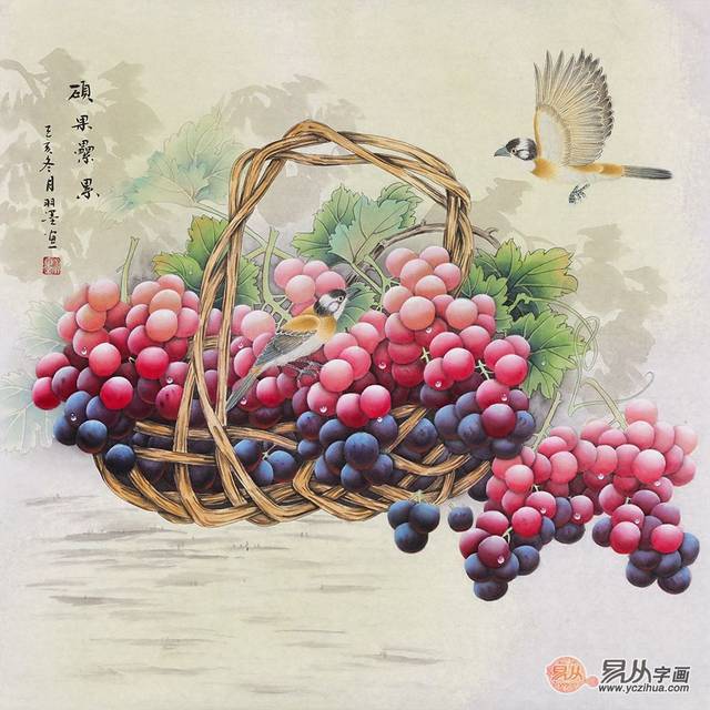 国画工笔葡萄图,羽墨作品欣赏: 羽墨,原名刘鹏,北京人.