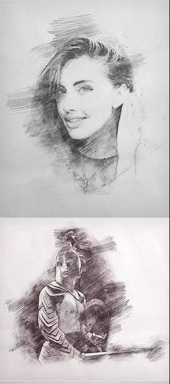 ps动作中文版照片转素描黑白铅笔画一键转手绘教程后期特效插件!