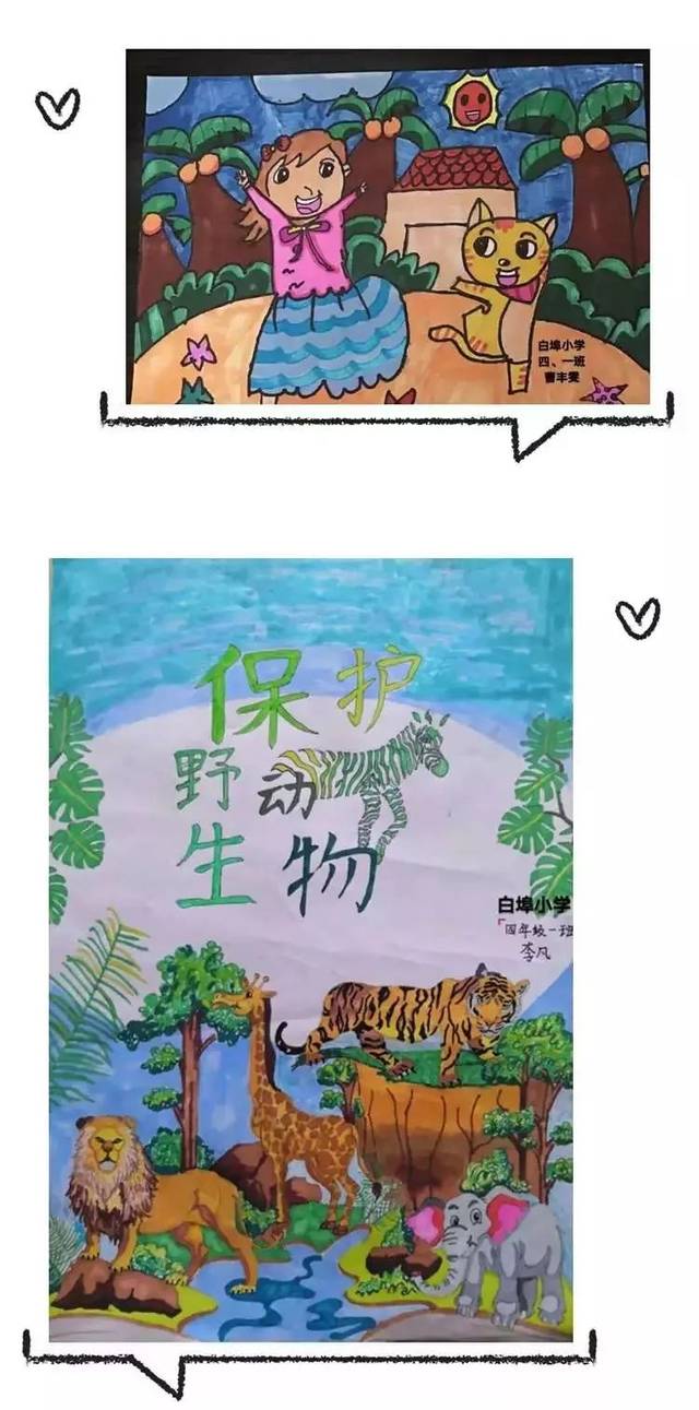 保护野生动物,人与自然共存!平度市小学生美术作品展