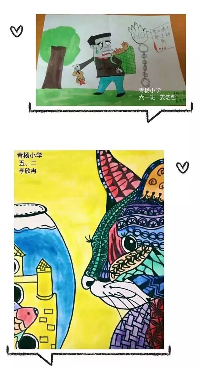保护野生动物,人与自然共存!平度市小学生美术作品展