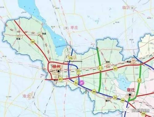 图中从枣庄往南有一条绿色的线段即为枣庄至扬州铁路.