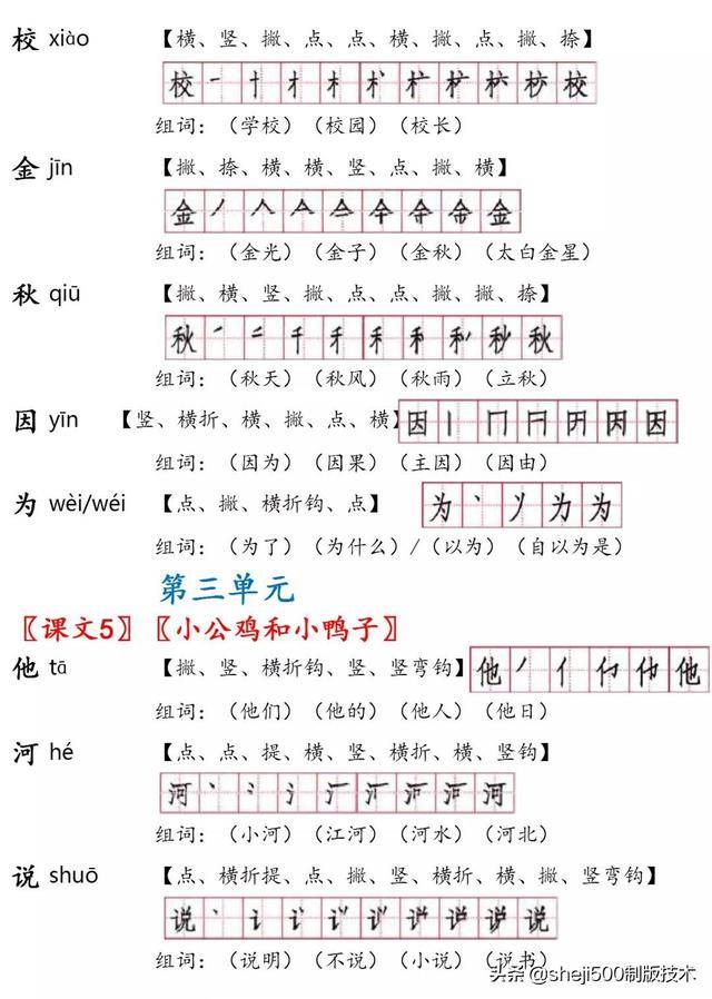 打印版:一下语文生字(注音,笔顺,组词 课文默写训练)