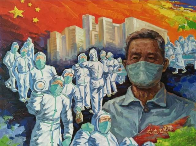 《抗疫志愿者》(油画)100x80cm 王国钦