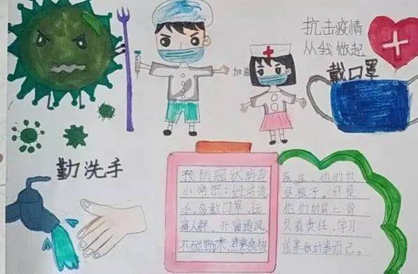 武汉加油,童心助力——小学部六(1)中队抗疫手抄报展示