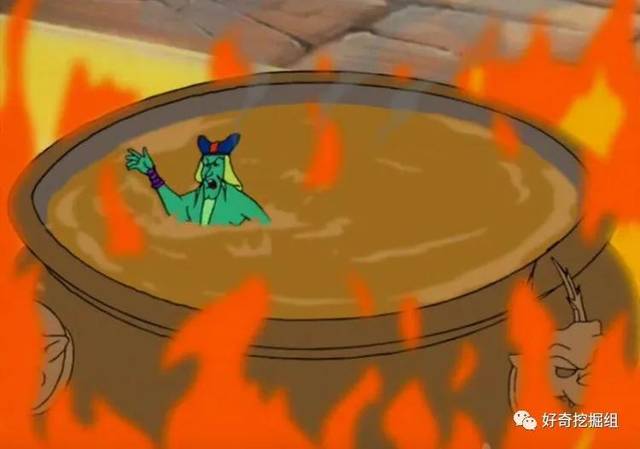 《西游记》动画片第28集,滚油锅的场景,游来游去的"冷龙".