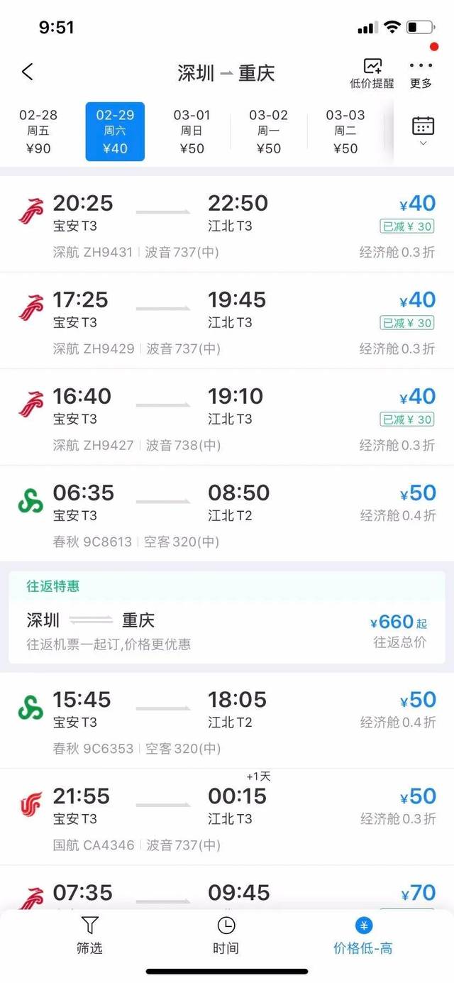 同样,上海飞往三亚的机票同样低至0.4折,最低仅99元,加上基建仅149元.