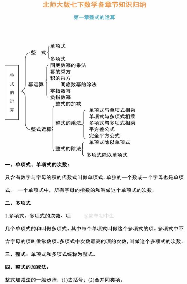 数学7~9年级下册知识点预习提纲(北师大版),不可多得的好资料!