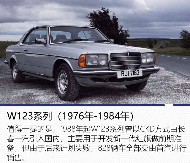 1976年,第五代奔驰e级(底盘代号w123)上市,车身加长至4725mm,轴距为