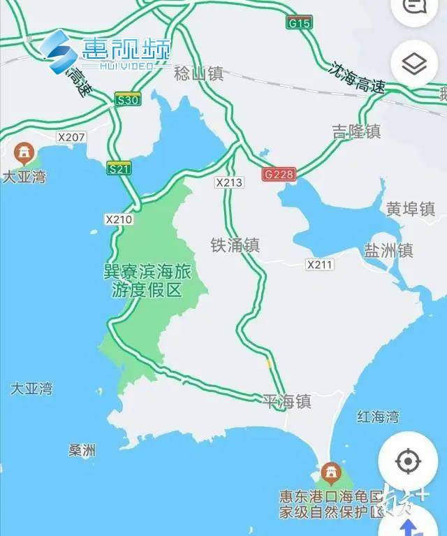 惠东县稔平半岛所在区域地图