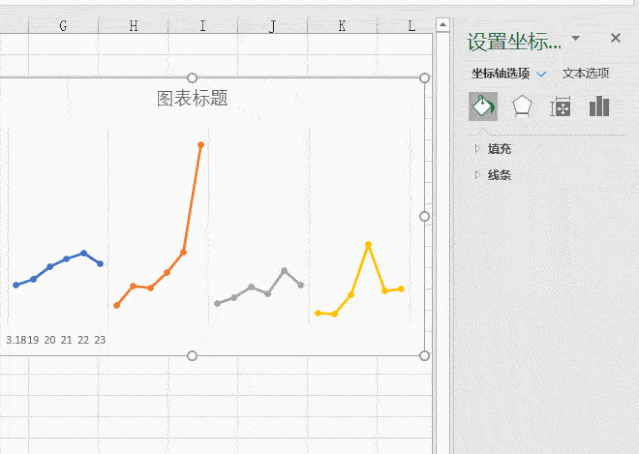点击右上角的图表元素按钮,添加垂直网格线.