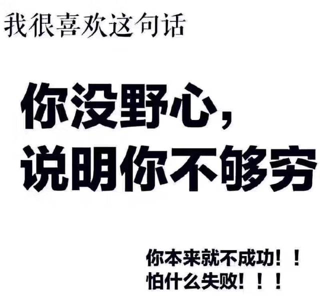 搞笑,你没有野心,说明你还不够穷,你本来就不成功怕什么失败