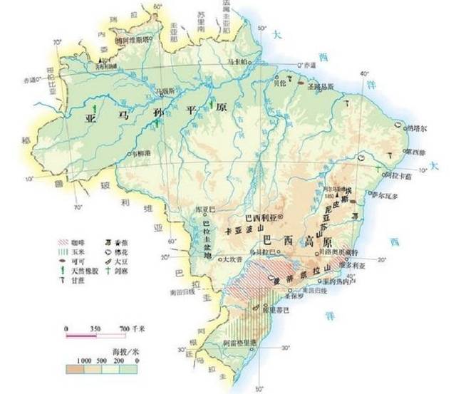 南美洲的"巴西高原"是世界上最大的高原,面积超500万平方千米