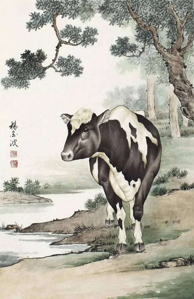 杨金波工笔画《牛》