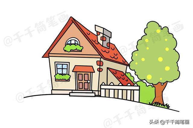 乡下人家农家小屋简笔画图片大全,简单又好看的田园风景,快收藏
