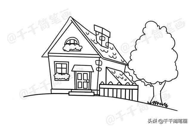 乡下人家农家小屋简笔画图片大全,简单又好看的田园风景,快收藏