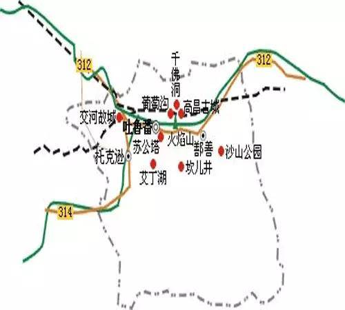 吐鲁番旅游地图