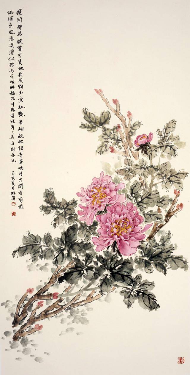 画家丁玲萍的水墨"四君子",花开四季