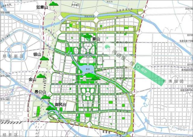 郑东新区白沙组团山体公园规划分布示意图