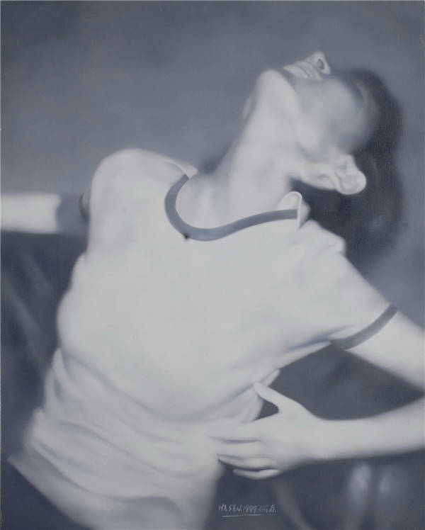 《后仰的少女 何森 100×80cm 布面油画 1999