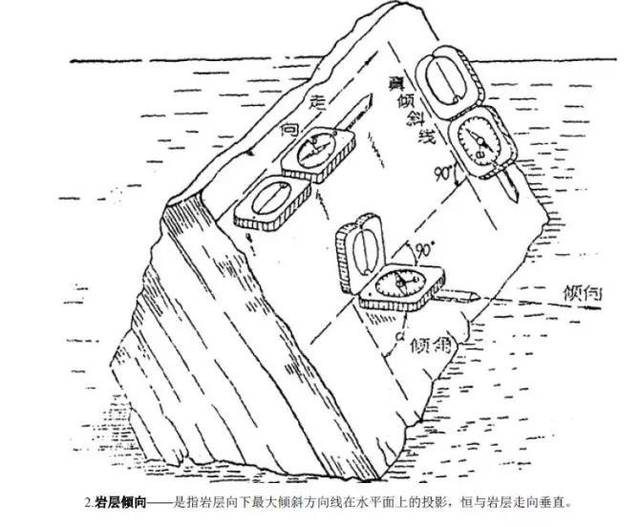 如下图: 通过上面两幅图和一个动画,来理解题干中"岩层的走向为岩层面